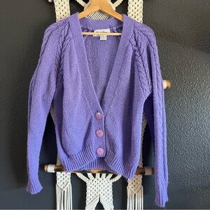 Vintage Purple Chunky Knit Cardigan S Cottagecore Grandma Whimsy